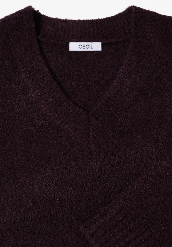Kuscheliger Bouclé-Pullover mit V-Ausschnitt