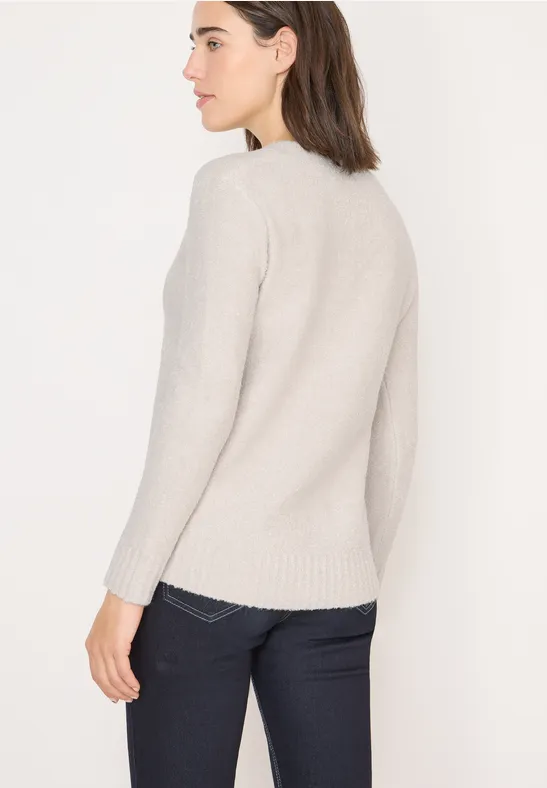 Gemütlicher V-Ausschnitt Bouclé-Strickpullover
