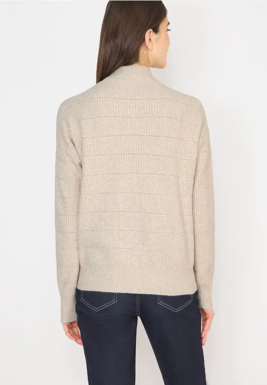 Strukturmix-Pullover mit Stehkragen