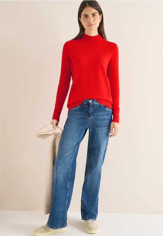 Schlichter Rollkragenpullover aus Baumwollmix