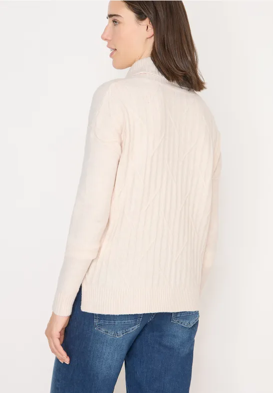 Strukturierter Rollkragen-Strickpullover