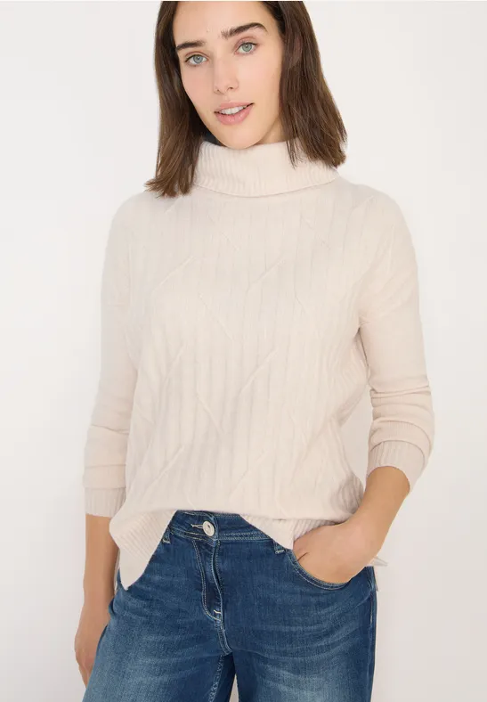 Strukturierter Rollkragen-Strickpullover