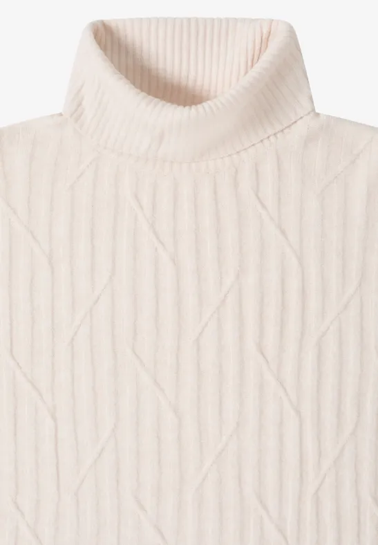 Strukturierter Rollkragen-Strickpullover