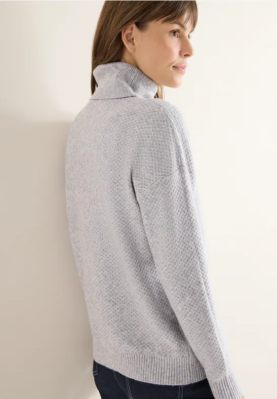 Strukturierter Rollkragen-Strickpullover