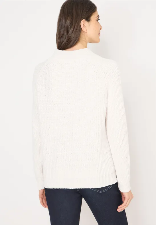 Weicher Chenille-Pullover mit Stehkragen