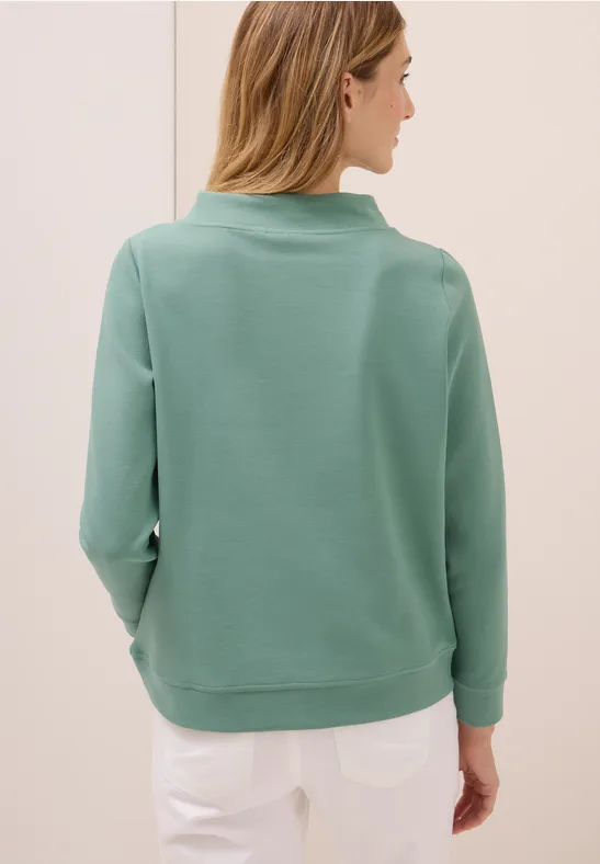 Strukturiertes Shirt mit Tunnelzug-Kragen