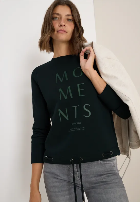 Besticktes Sweatshirt mit Kordelzug-Saum