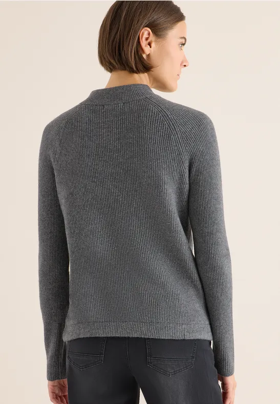 Struktur-Rollkragenpullover mit seitlichem Zipper
