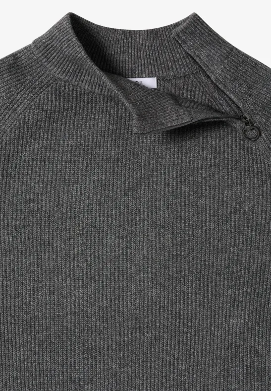 Struktur-Rollkragenpullover mit seitlichem Zipper