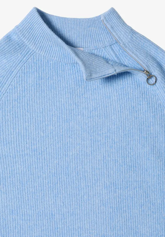 Strukturpullover mit Reißverschluss-Detail