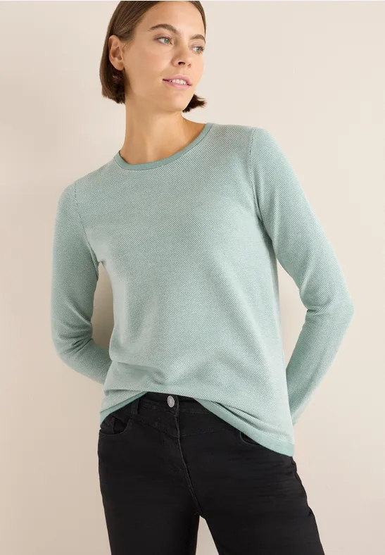 Strukturierter Two-Tone Strickpullover