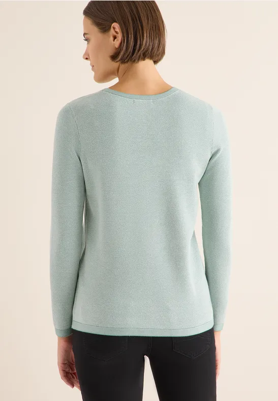Strukturierter Two-Tone Strickpullover