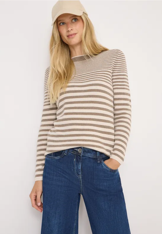 Klassischer gestreifter Baumwoll-Strickpullover