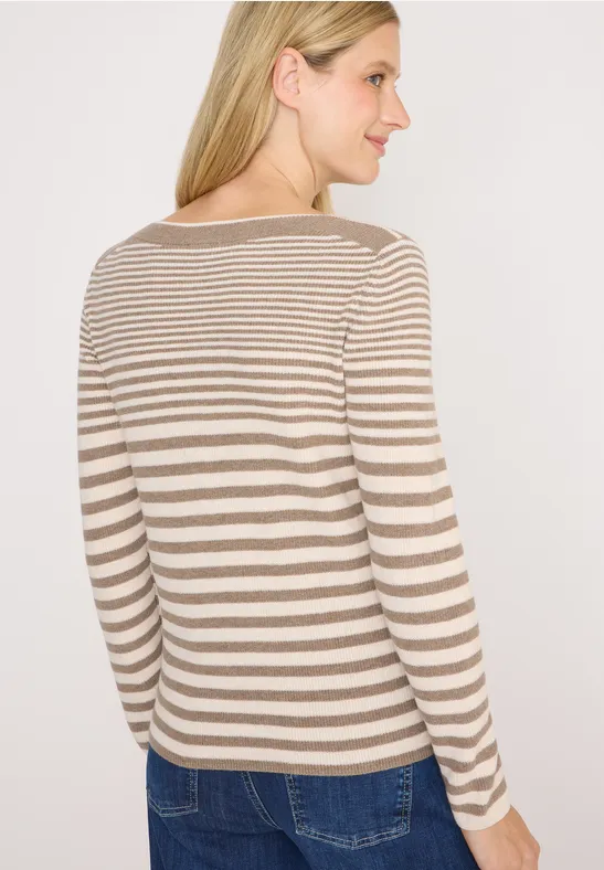 Klassischer gestreifter Baumwoll-Strickpullover