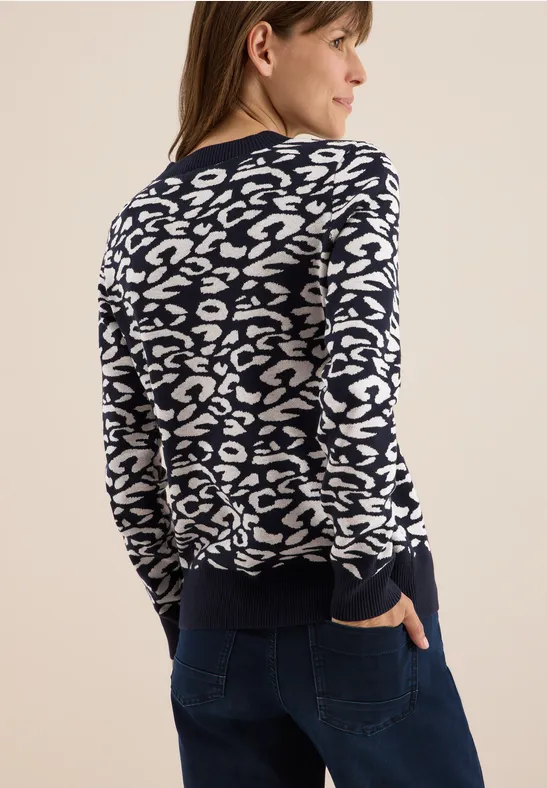 Auffälliger Jacquard-Pullover mit Leopardenmuster