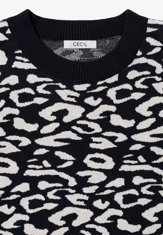Auffälliger Jacquard-Pullover mit Leopardenmuster
