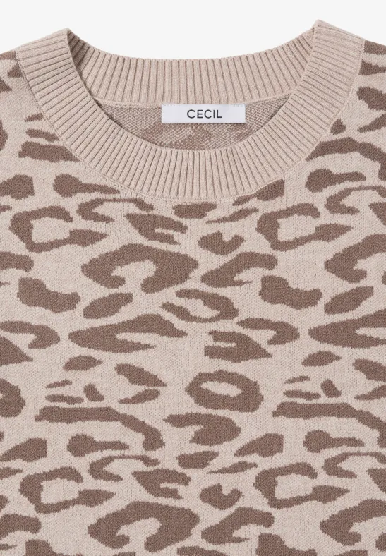Jacquard-Strickpullover mit Leopardenmuster