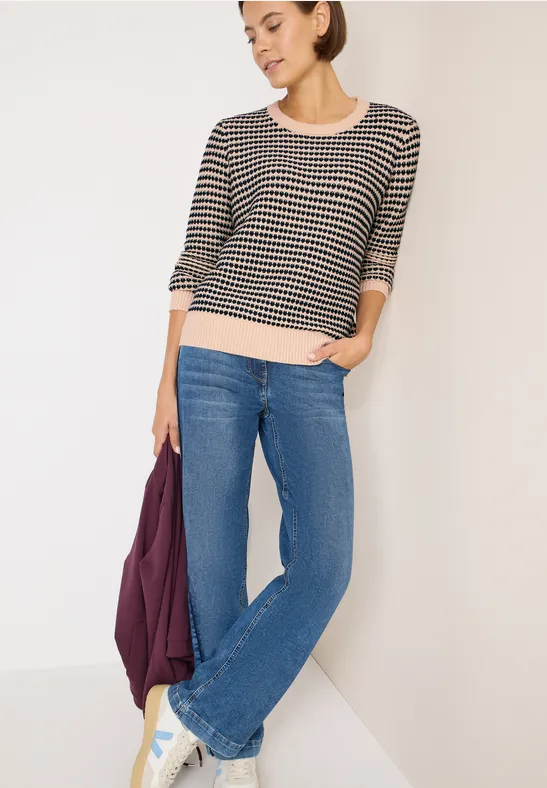 Strukturierter Two-Tone Strickpullover