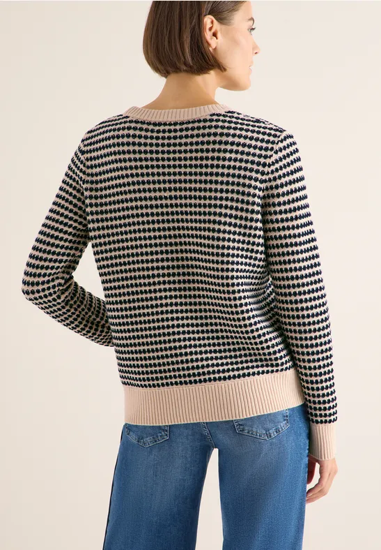 Strukturierter Two-Tone Strickpullover