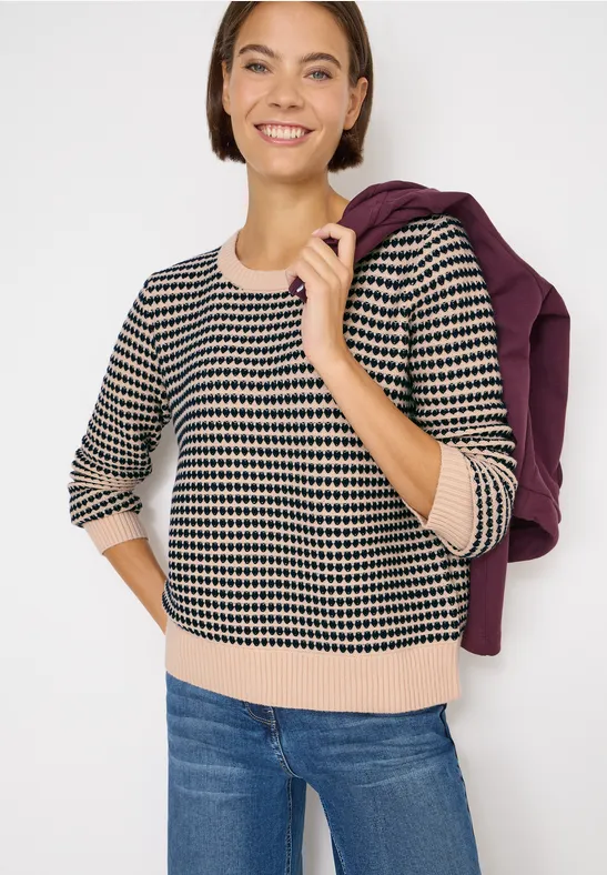 Strukturierter Two-Tone Strickpullover