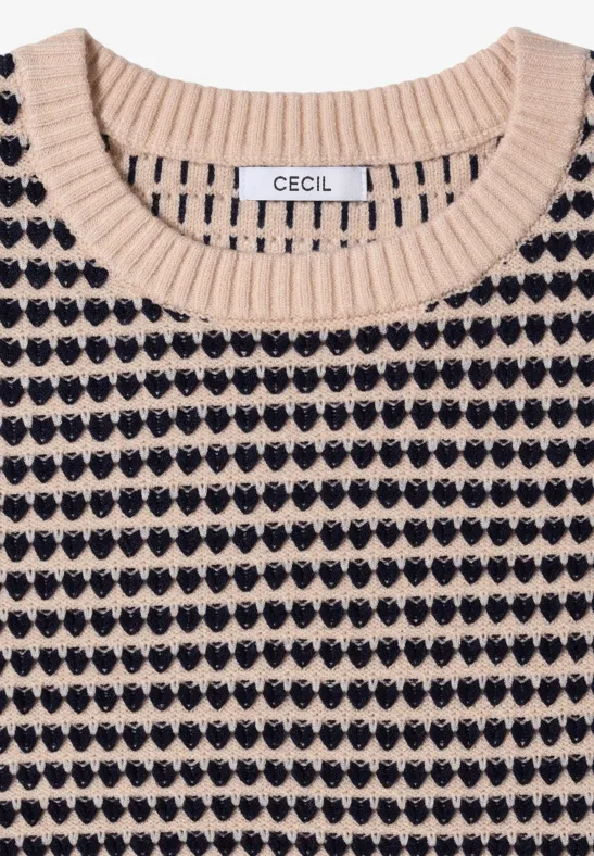 Strukturierter Two-Tone Strickpullover