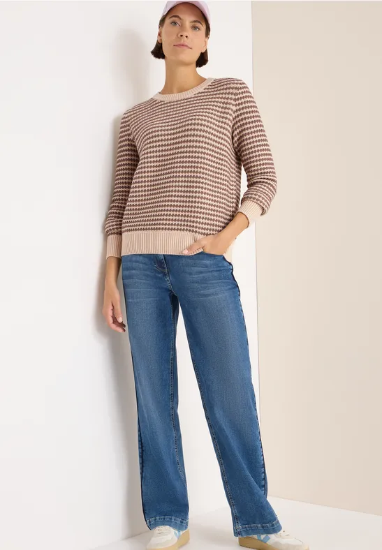 Strukturierter zweifarbiger Strickpullover
