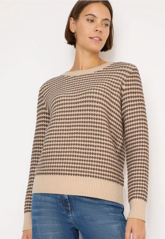 Strukturierter zweifarbiger Strickpullover