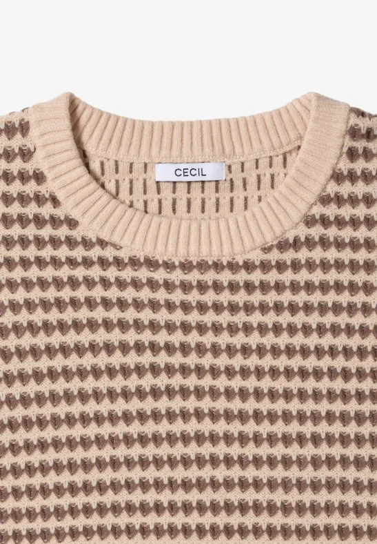 Strukturierter zweifarbiger Strickpullover