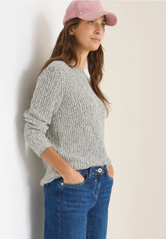 Strukturierter Space-Dye Strickpullover