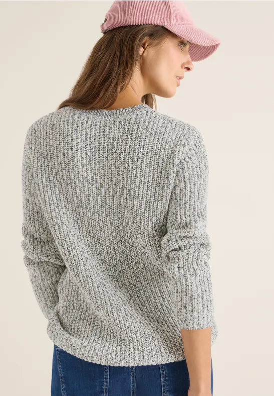 Strukturierter Space-Dye Strickpullover