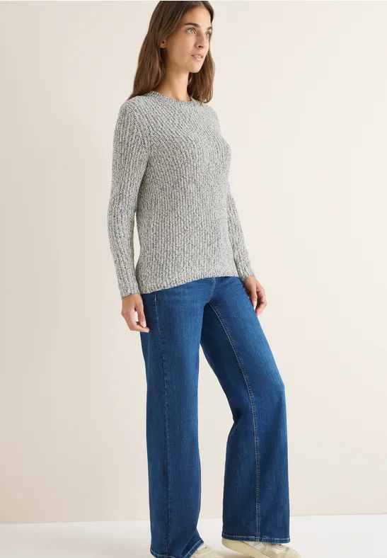 Strukturierter Space-Dye Strickpullover