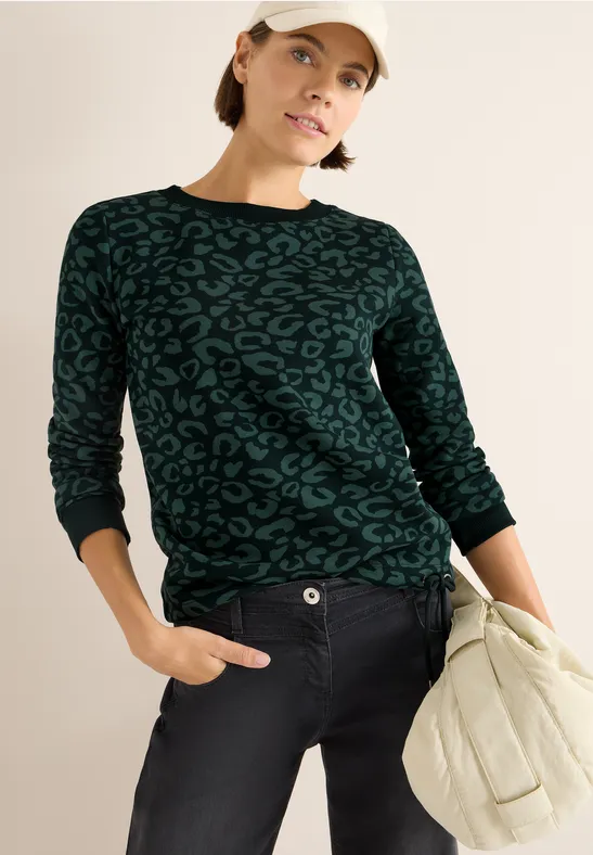Sweatshirt mit Leo-Print und Tunnelzug