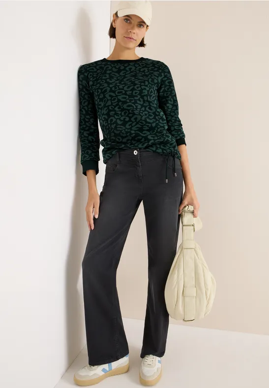 Sweatshirt mit Leo-Print und Tunnelzug