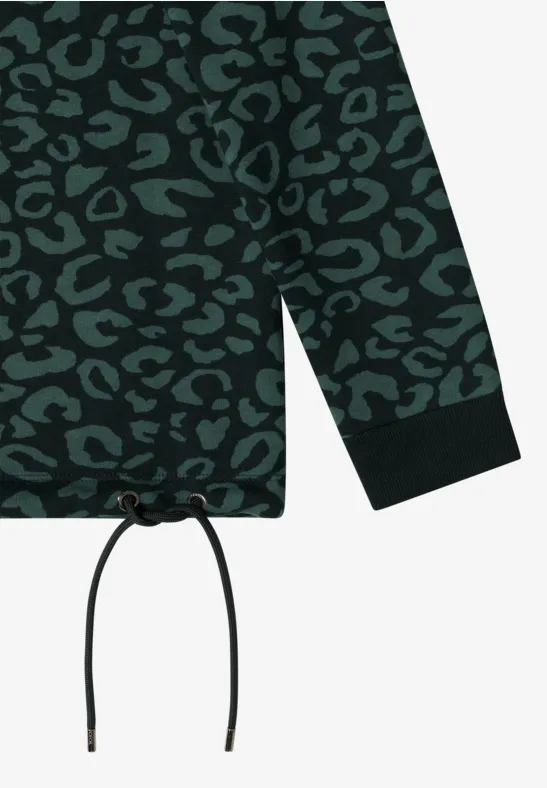 Sweatshirt mit Leo-Print und Tunnelzug