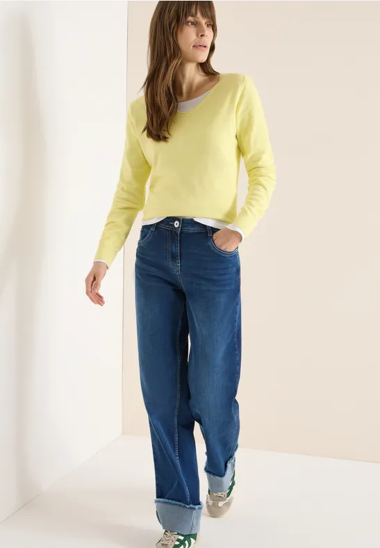V-Ausschnitt Pullover aus Baumwollmix