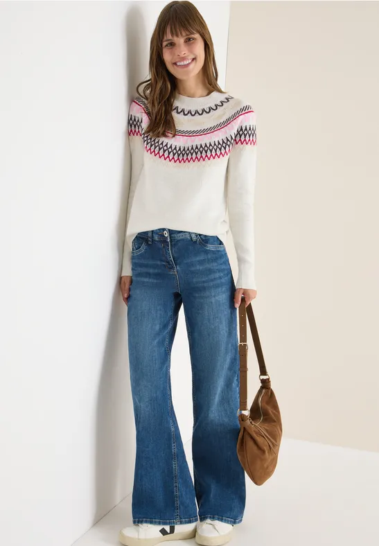 Jacquard-Strickpullover mit Norweger-Muster