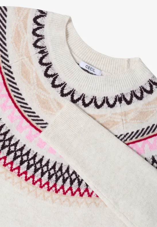 Jacquard-Strickpullover mit Norweger-Muster