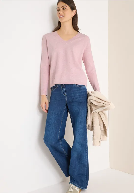 Weicher V-Ausschnitt Strickpullover