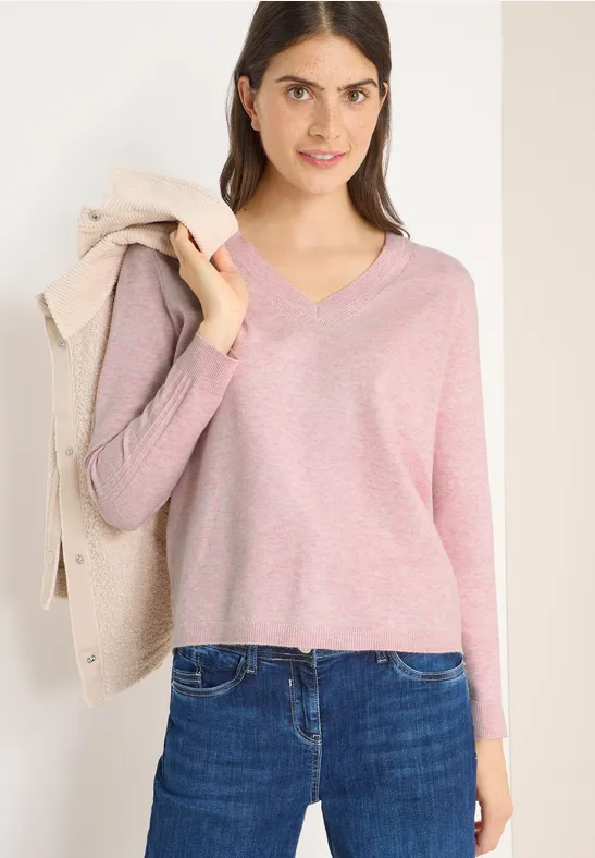 Weicher V-Ausschnitt Strickpullover