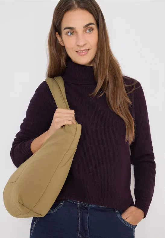 Strukturierter Strickpullover mit Rollkragen
