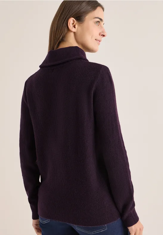 Strukturierter Strickpullover mit Rollkragen