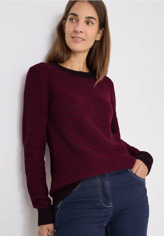 Strukturierter Strickpullover mit Rollkragen