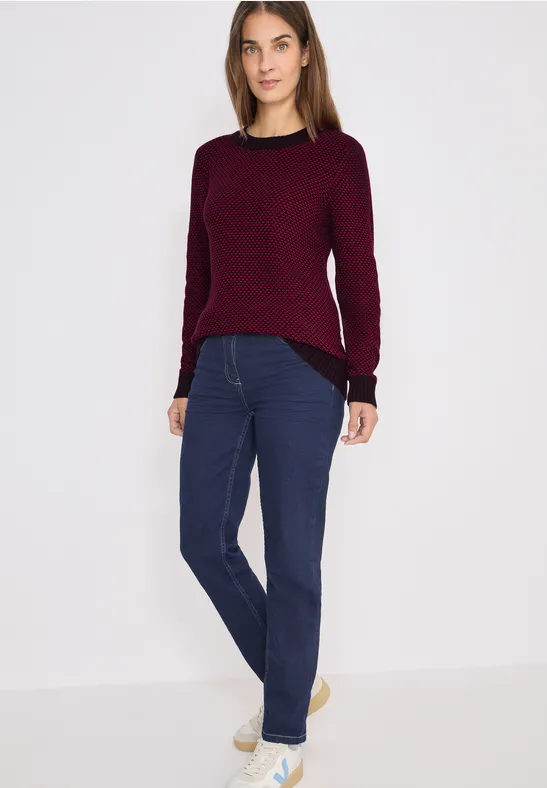 Strukturierter Strickpullover mit Rollkragen