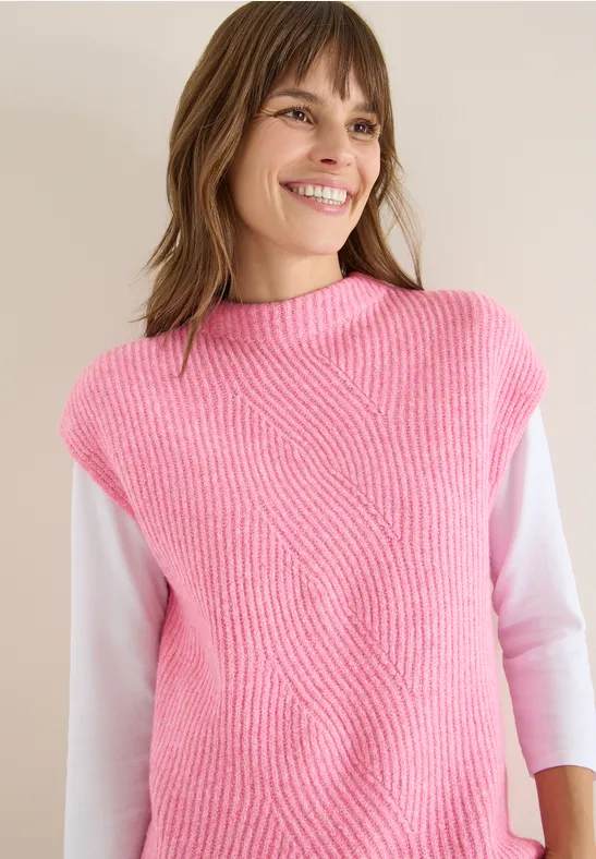 Strukturierter Strick-Pullunder mit Turtleneck