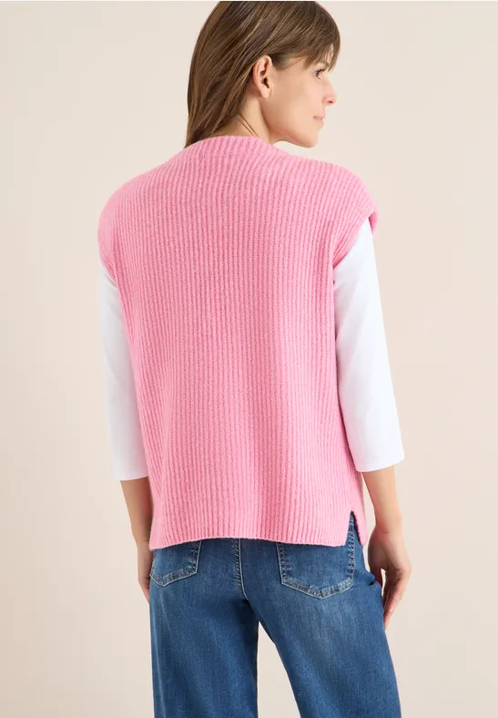 Strukturierter Strick-Pullunder mit Turtleneck