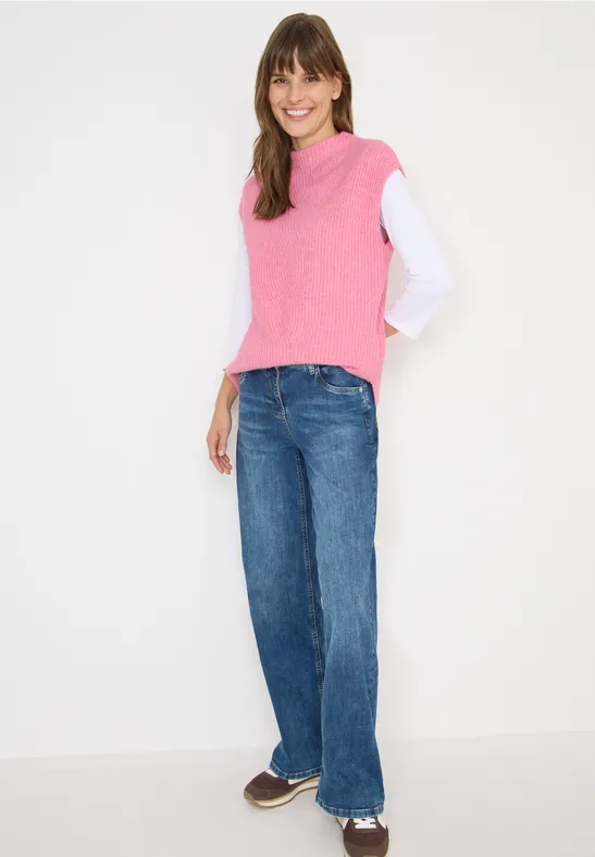 Strukturierter Strick-Pullunder mit Turtleneck