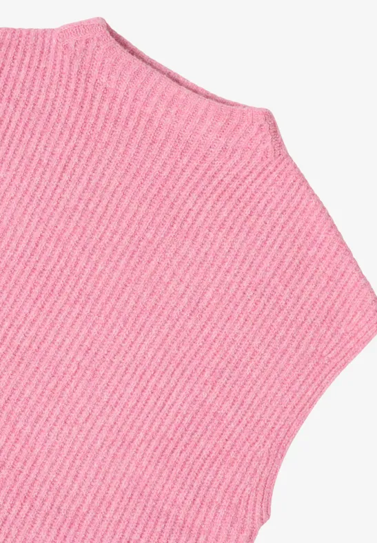 Strukturierter Strick-Pullunder mit Turtleneck