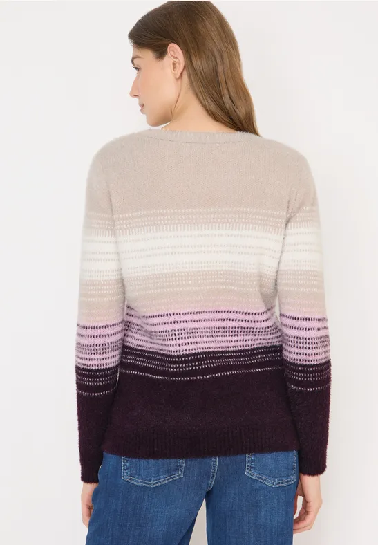 Gestreifter Federgarn-Strickpullover