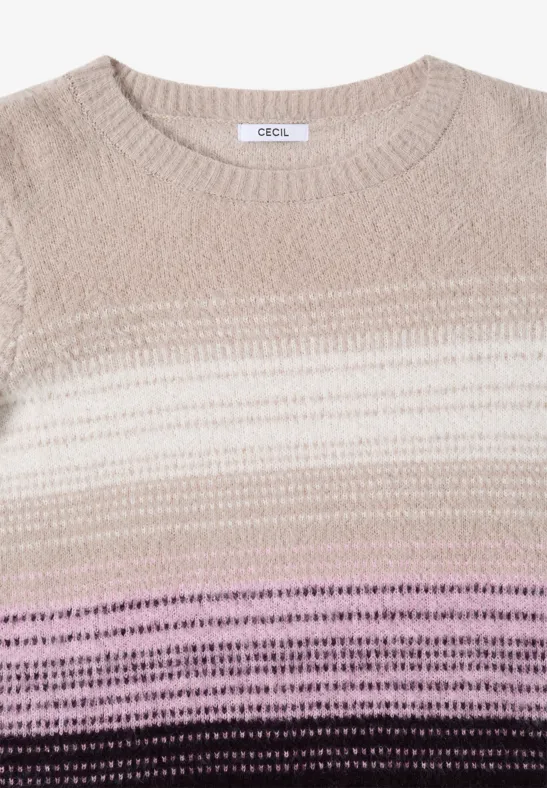 Gestreifter Federgarn-Strickpullover
