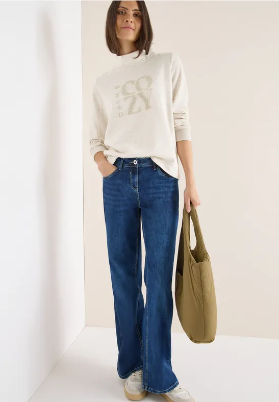 Sweatshirt mit Stehkragen und Stickerei